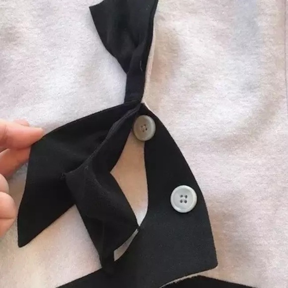 Elevenses Anthropologie Wool Buttoned Bow Blazer Jacket Gray Black Size 8 - Picture 4 of 6